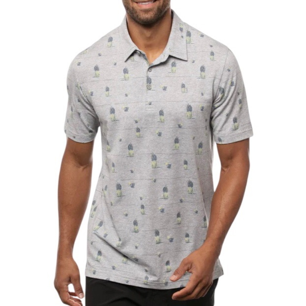 Travis Mathew Havana Nights Polo Pineapple Cocktail Print Golf Shirt Men's Large
